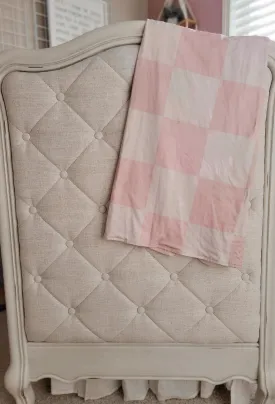 $10.00 EA - 5Pcs  - Kids Blankets Minky & Cotton Spandex - Blush/Tan Check