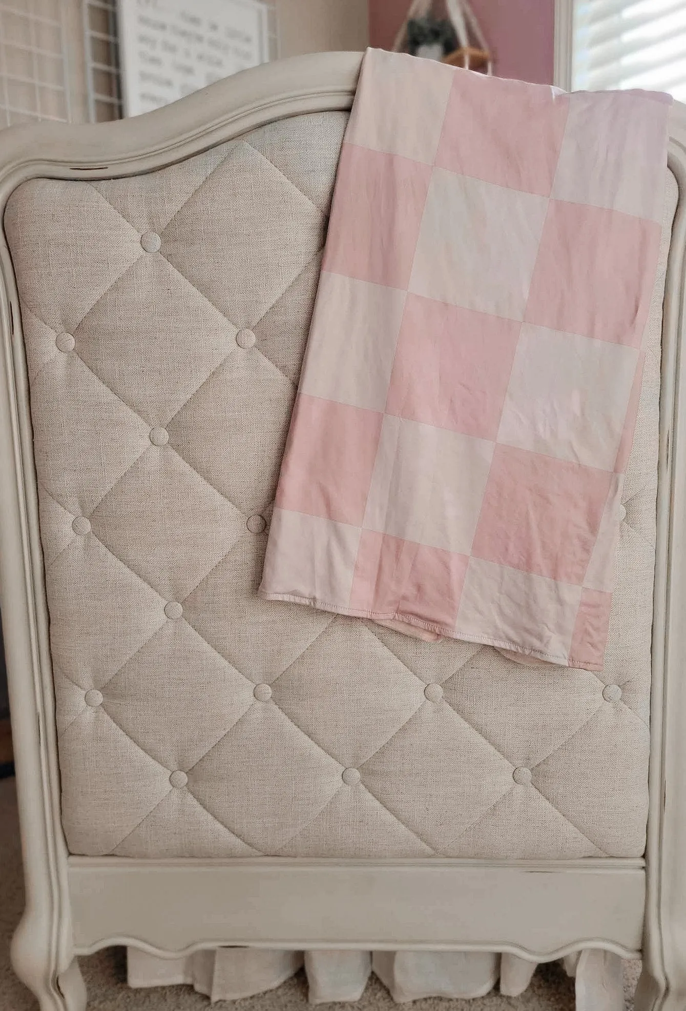 $10.00 EA - 5Pcs  - Kids Blankets Minky & Cotton Spandex - Blush/Tan Check