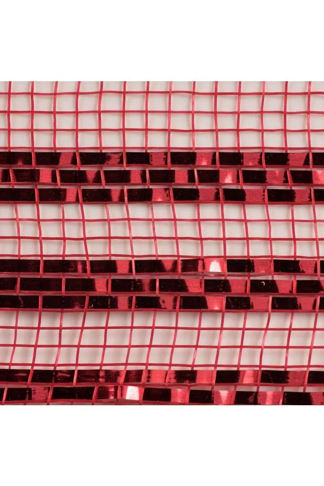 10" Border Stripe Metallic Mesh Ribbon: Red (10 Yards)