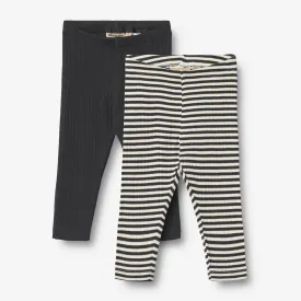 2 Leggings Jules - navy rib stripe