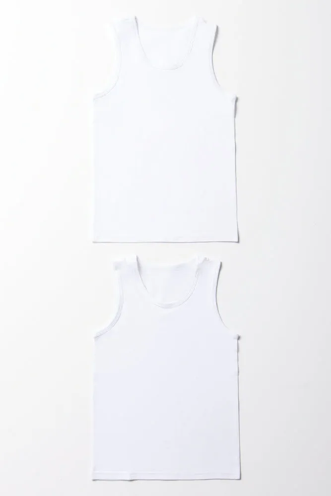 2 Pack Sleeveless Vests White
