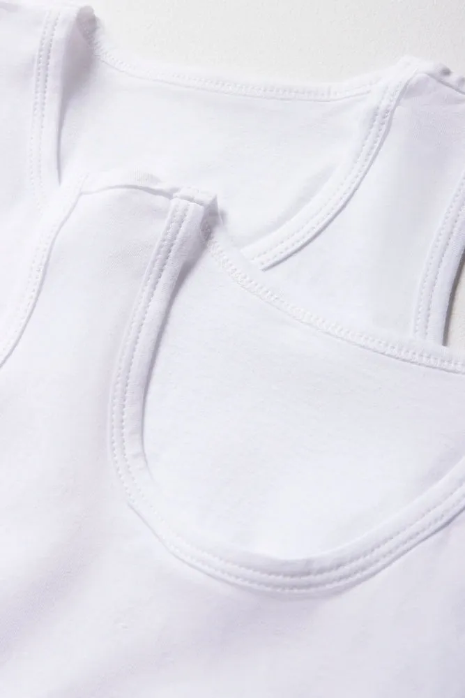 2 Pack Sleeveless Vests White