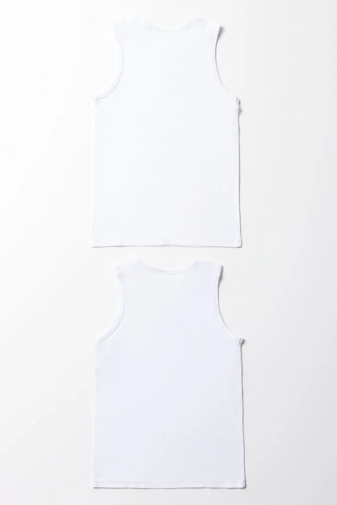 2 Pack Sleeveless Vests White