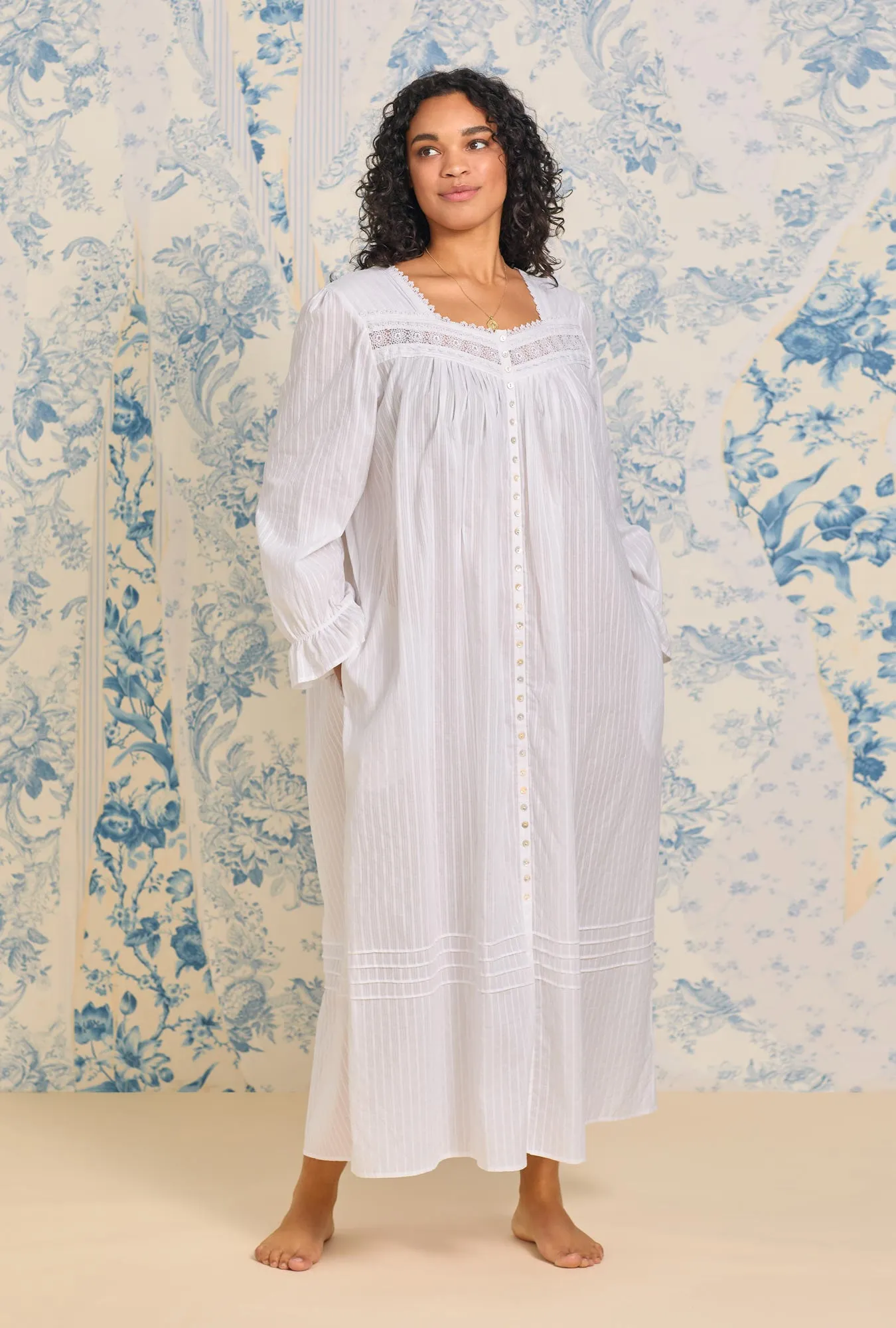 Dobby Stripe Button Front Robe