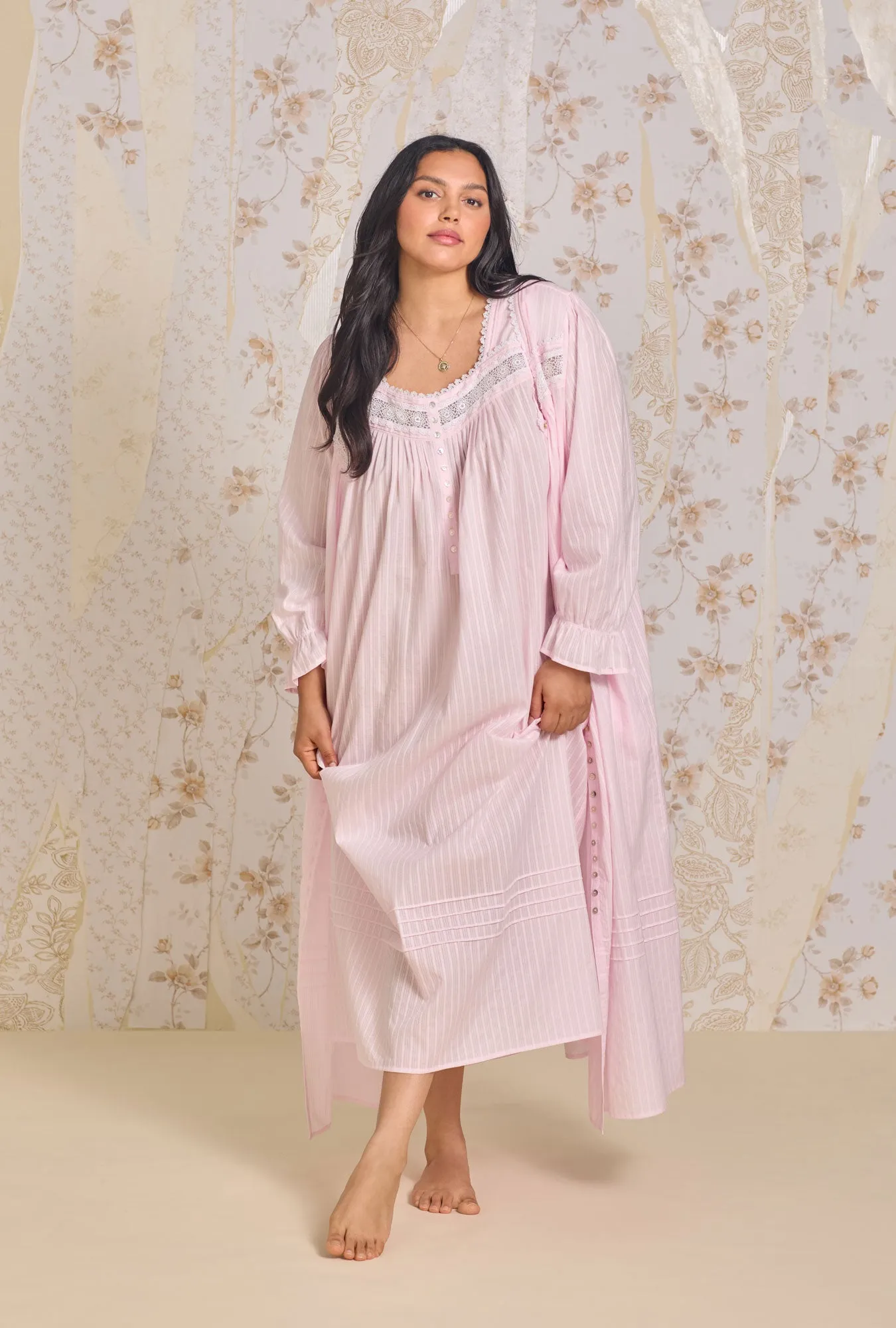 Dobby Stripe Button Front Robe