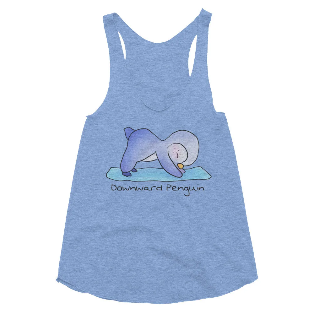 Downward penguin yoga top - Women's Racer-back Tank Top