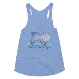 Downward penguin yoga top - Women's Racer-back Tank Top