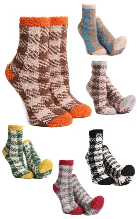 JCS115 Buffalo Check Pattern Fuzzy Socks (6prs Pack)