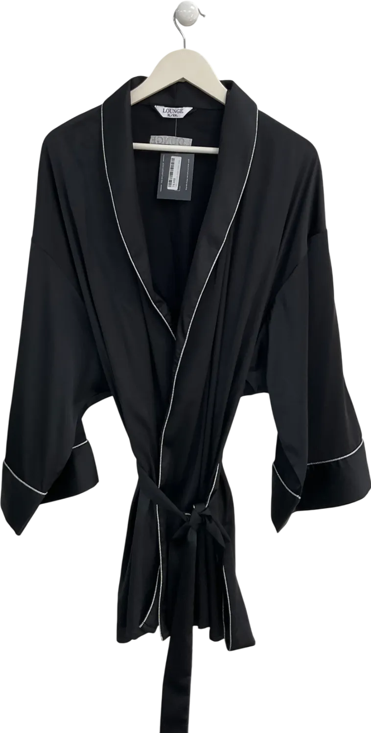 Lounge Underwear Black Sparkle Satin Robe UK XL/XXL