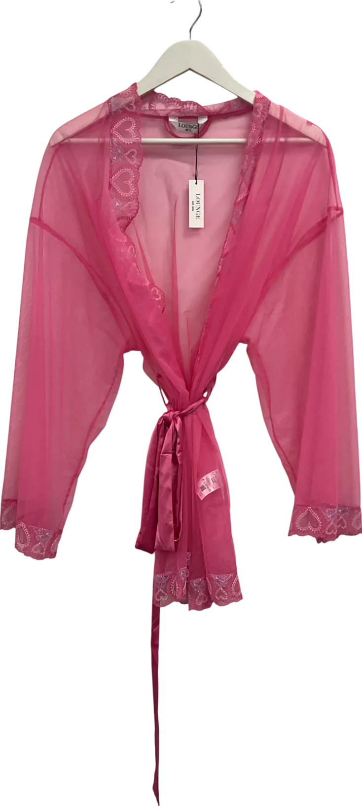 Lounge Underwear Pink Mariana Embroidered Sheer Woven Robe UK M/L