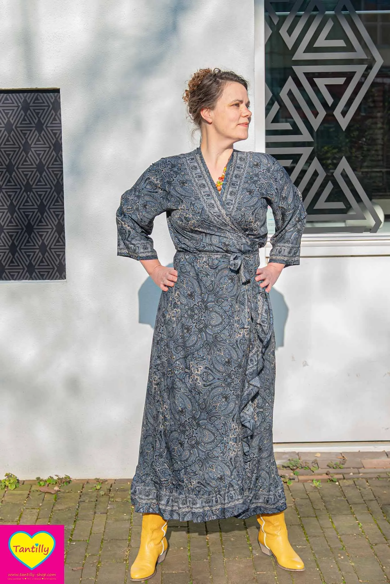 Royal Maxi zijdemix jurk- black&grey
