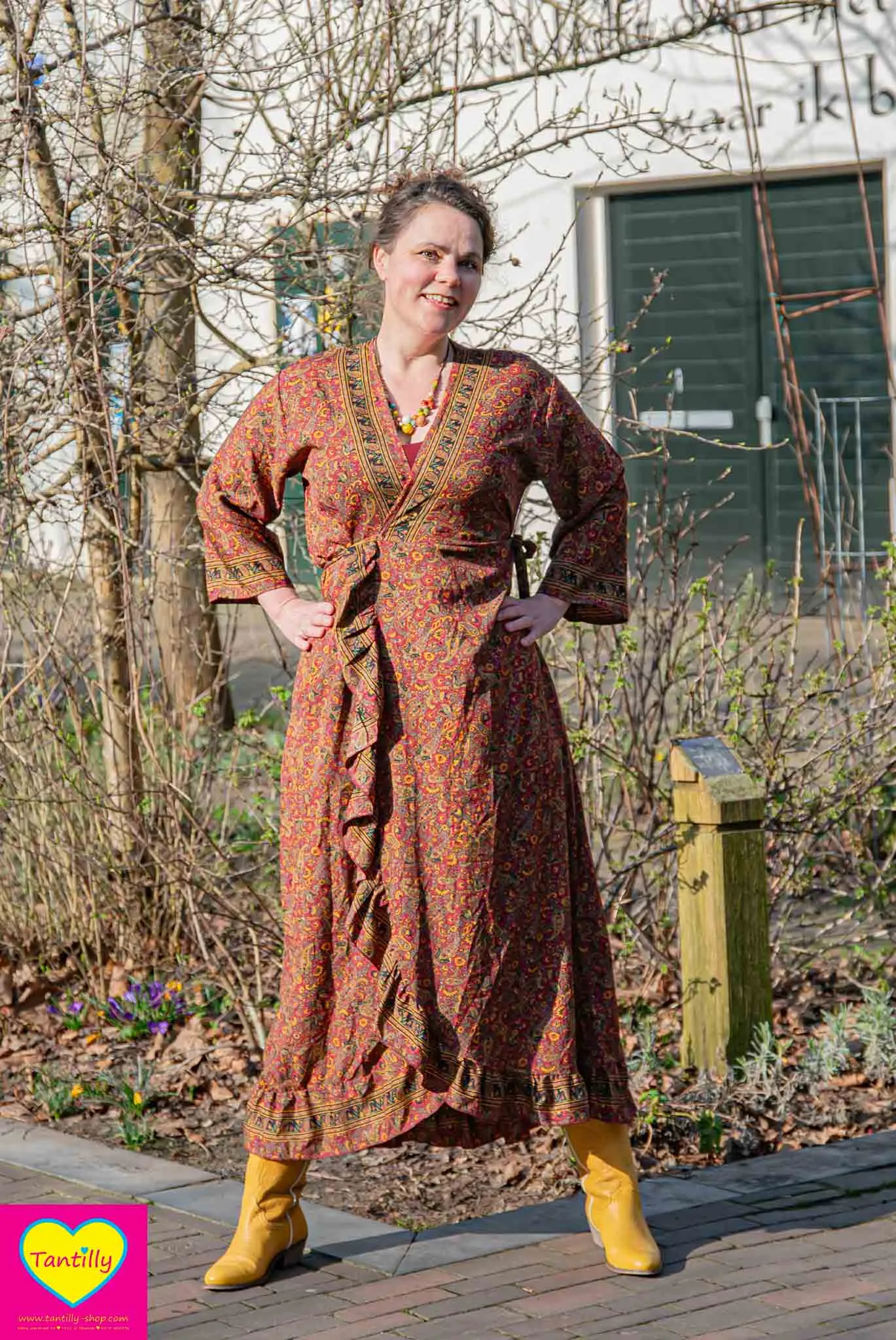 Royal Maxi zijdemix jurk- bordeaux