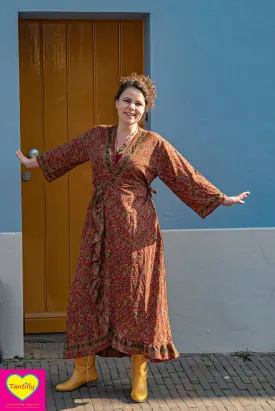 Royal Maxi zijdemix jurk- bordeaux