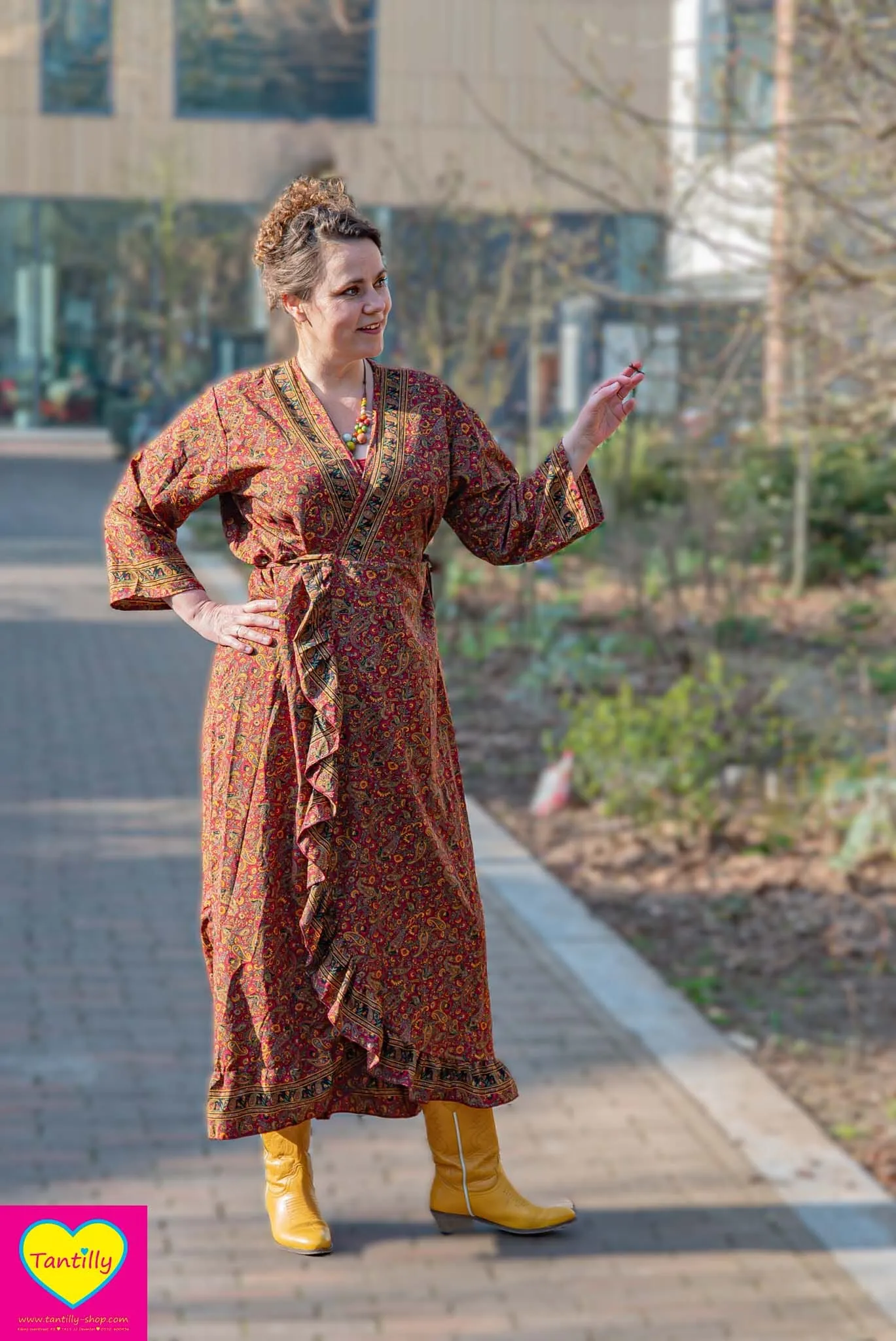 Royal Maxi zijdemix jurk- bordeaux