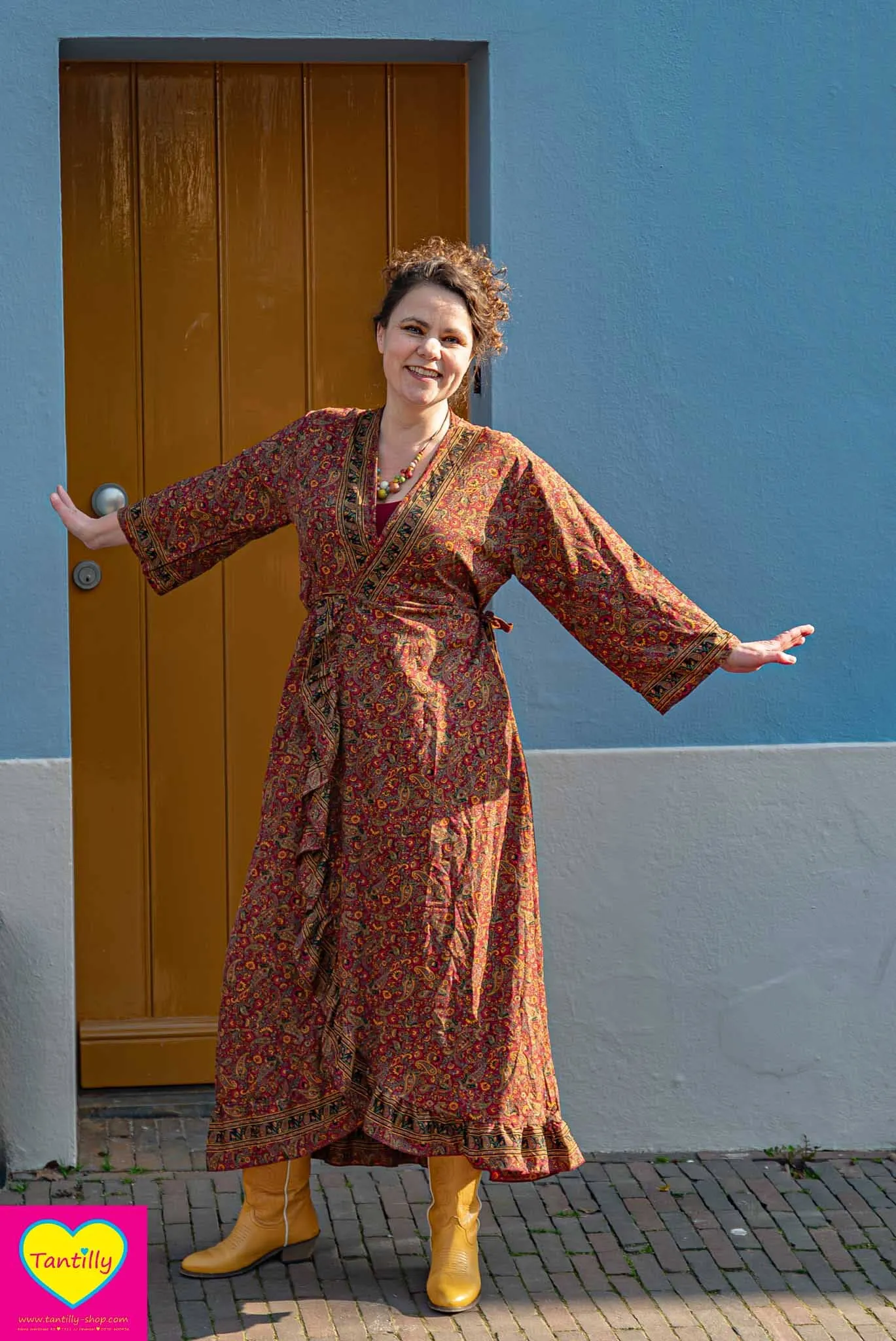 Royal Maxi zijdemix jurk- bordeaux