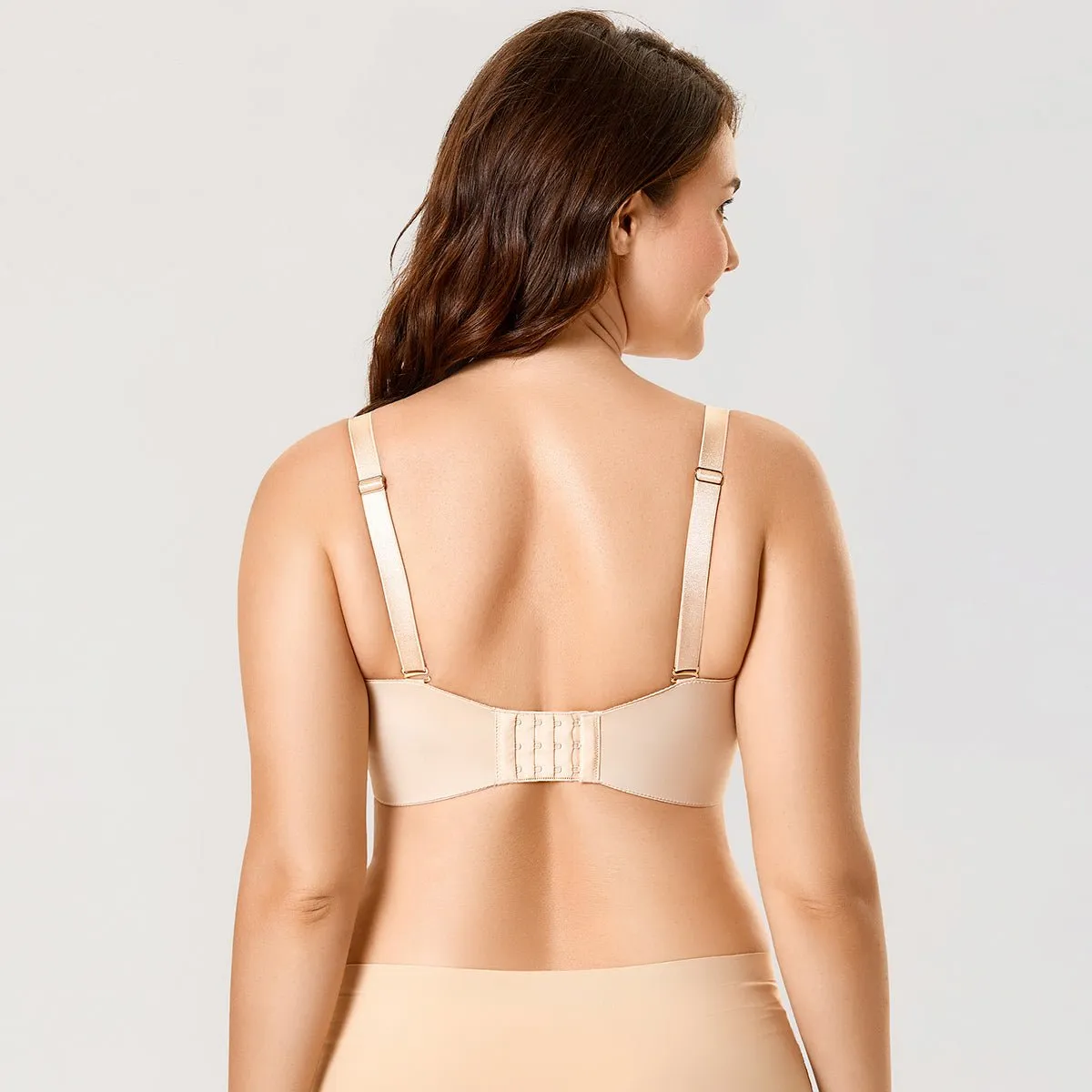 Silicone-free Strapless Plus Size Minimizer Non-Padded Underwire Beige Bra
