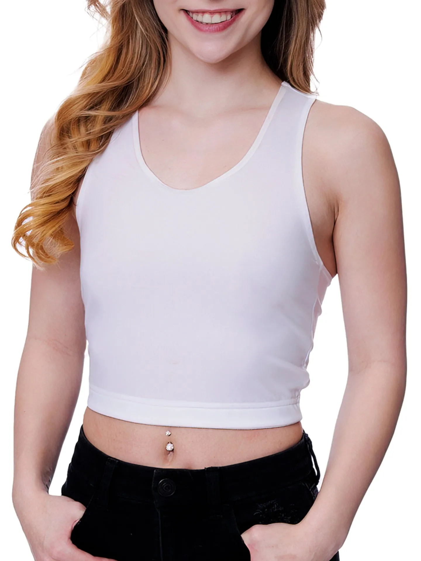 UNDERWORKS 941 WOMENS RACERBACK CROP TOP CHEST BINDER AND MINIMIZER