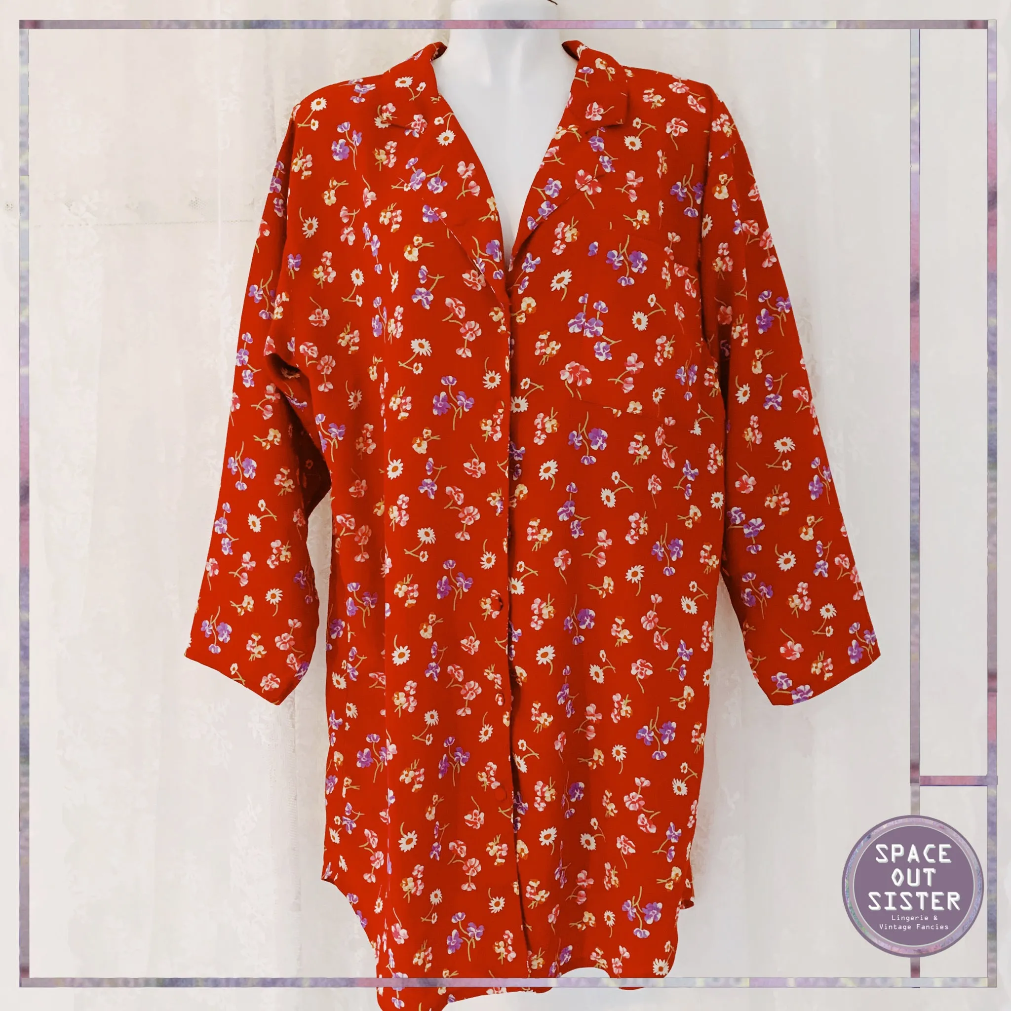 Vintage Red Floral Nightshirt