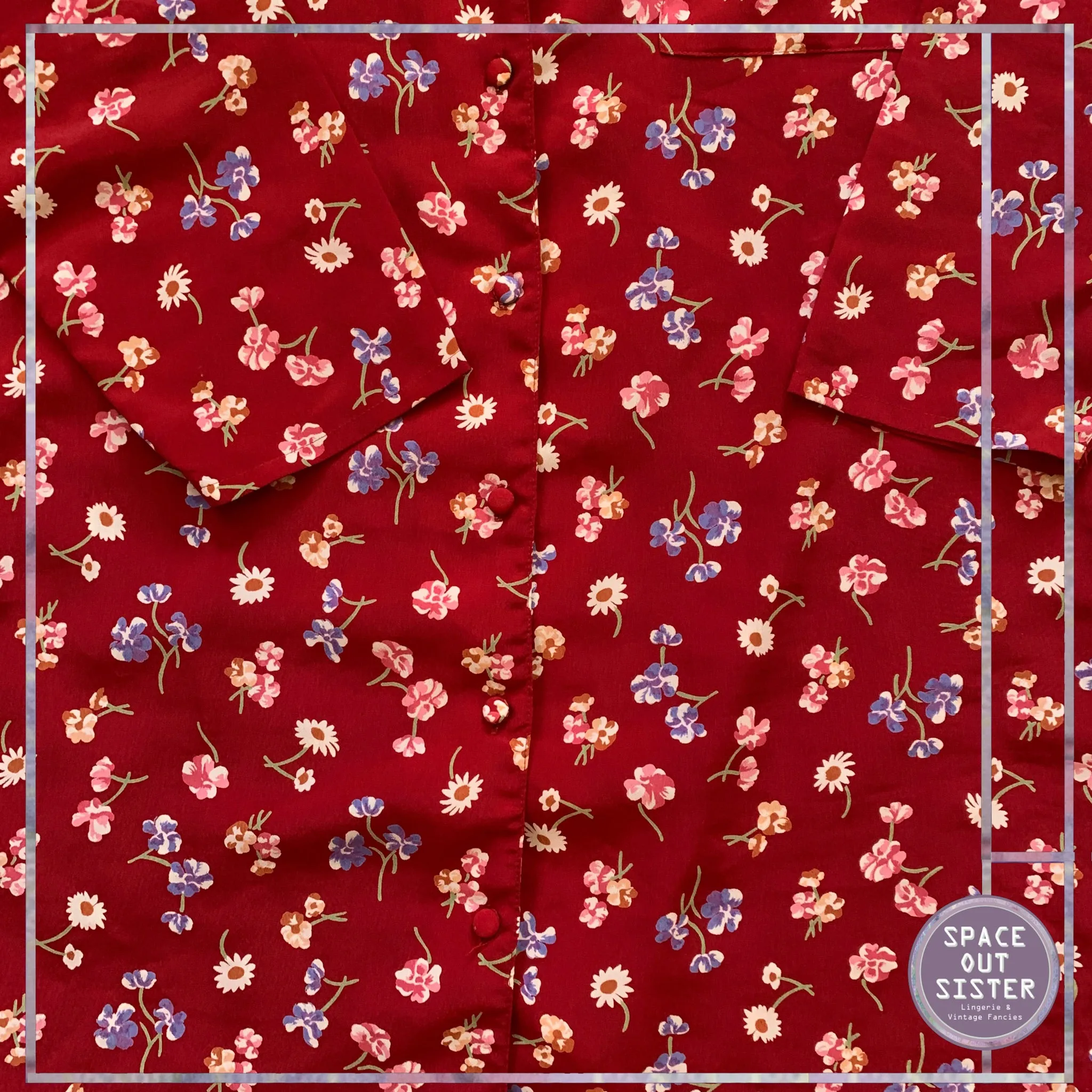 Vintage Red Floral Nightshirt