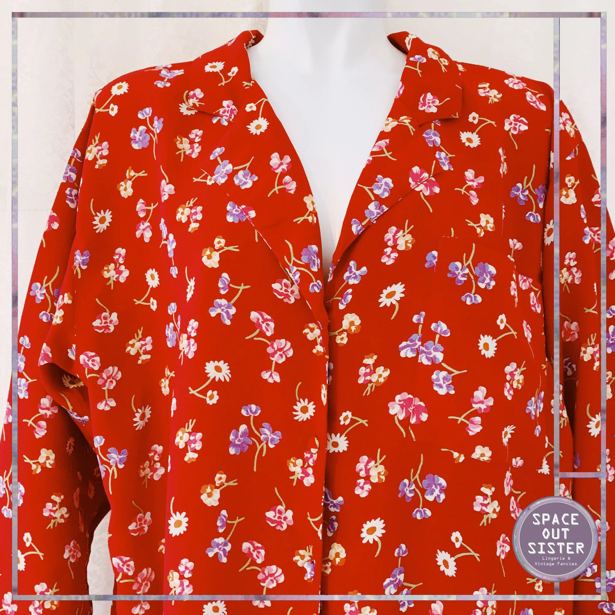 Vintage Red Floral Nightshirt