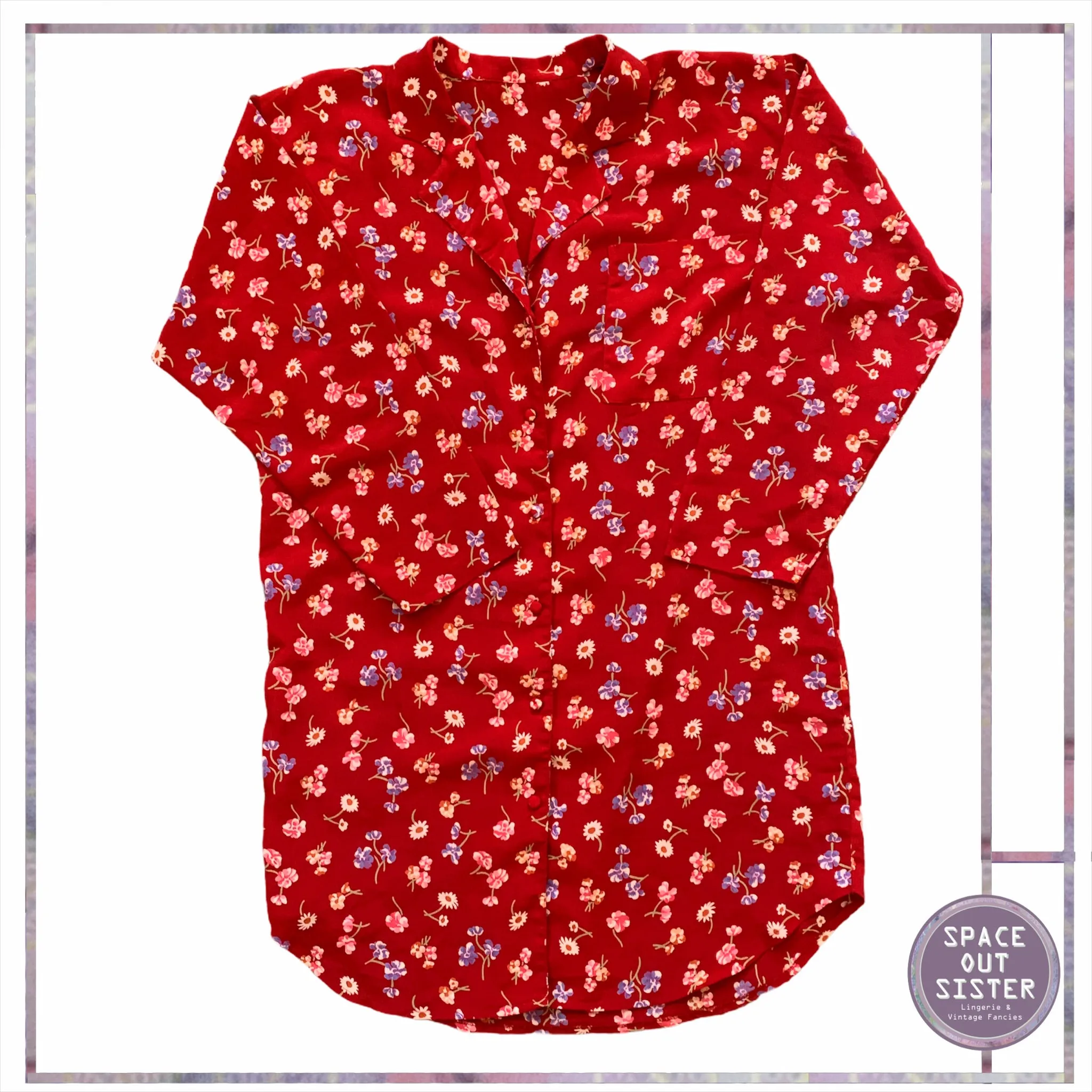 Vintage Red Floral Nightshirt