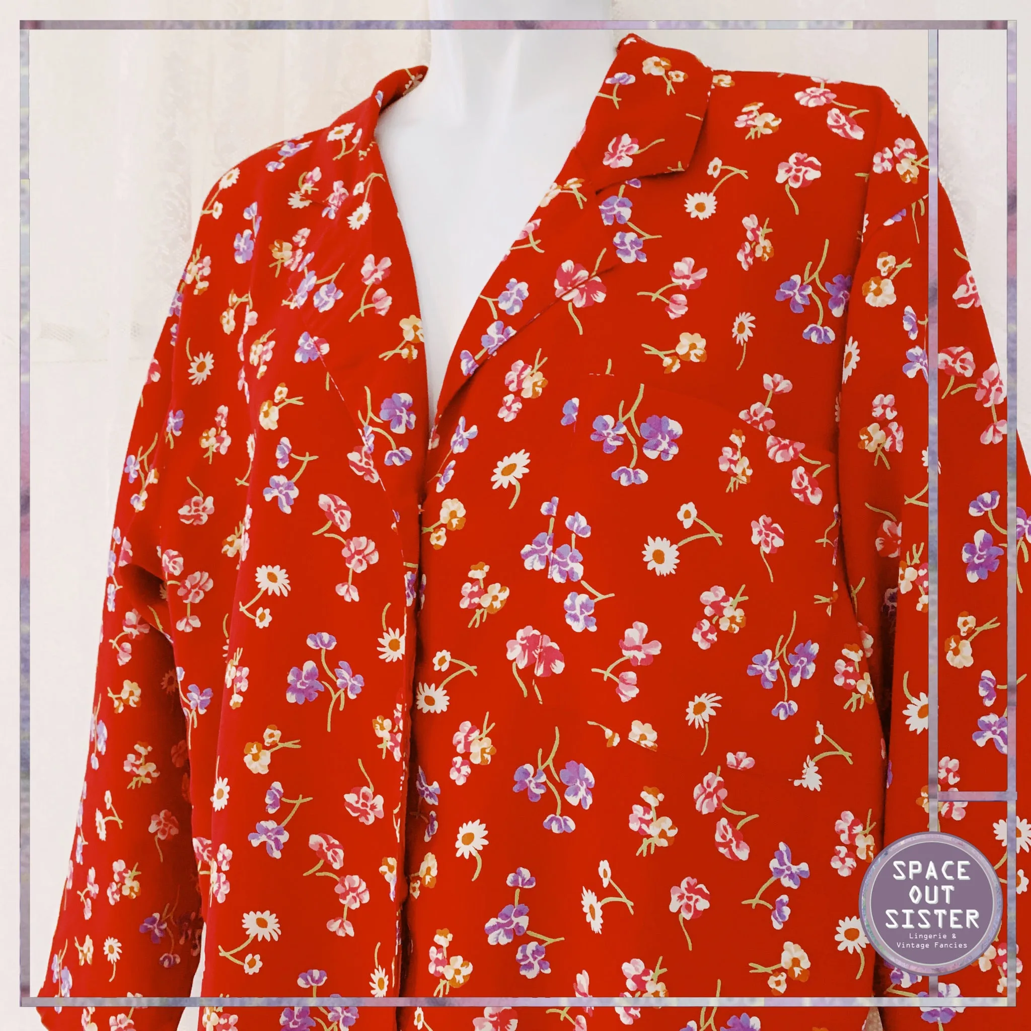 Vintage Red Floral Nightshirt